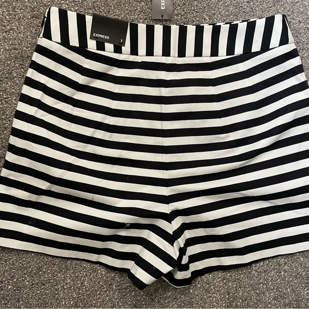 Never worn striped express dress shorts with side zipper closure